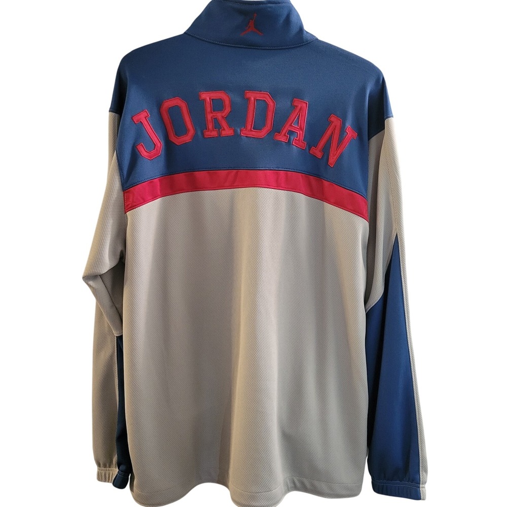 Nike Air Jordan Warm Up Track Jacket Men's Size Medium Full Zip Gray Blue Red